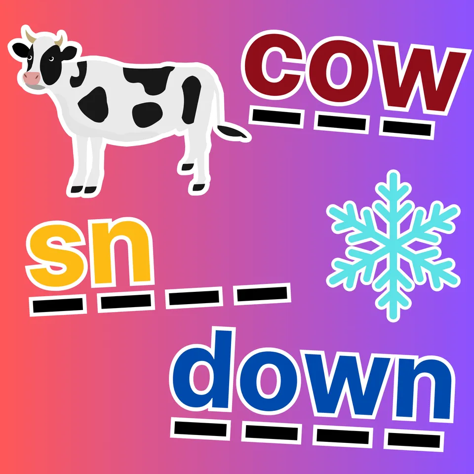 Learn to Spell: -ow words