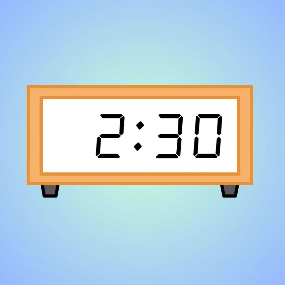 Digital Clocks: Half Hours