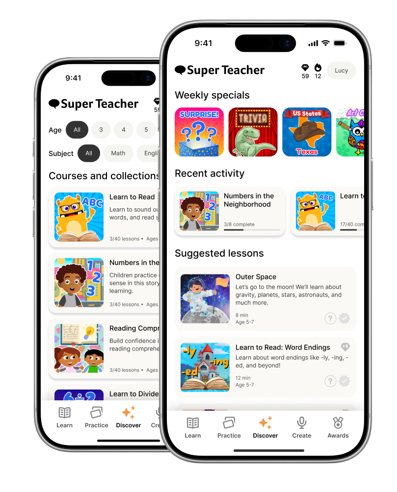 Super Teacher on two phones